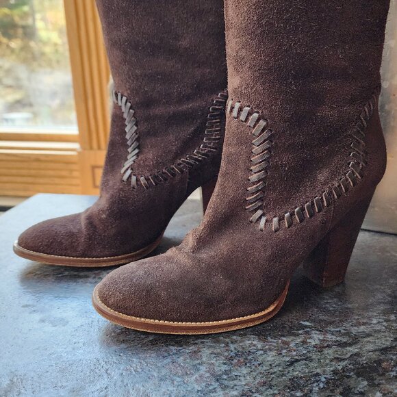 Michael Kors Luxurious Neptune Suede Chocolate Brown Knee High Boots Size 6.5M - Picture 6 of 16